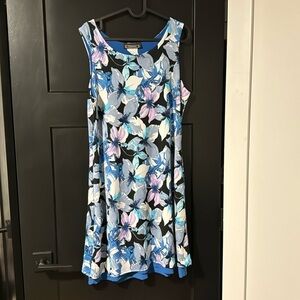 🎉 Clientele Vintage Watercolour Floral Stretchy Swing Dress